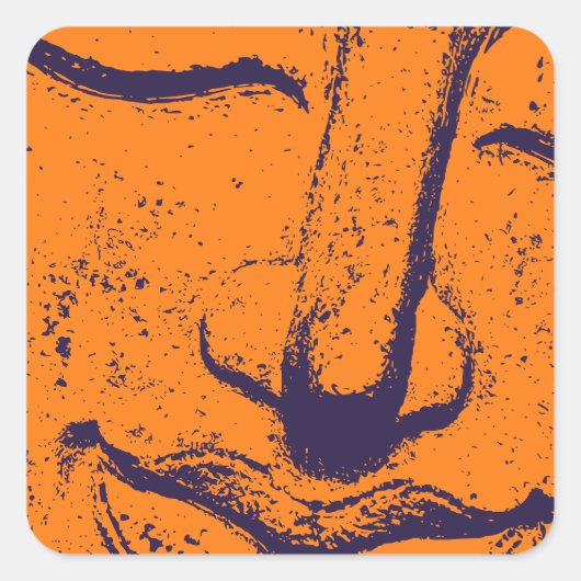 Sticker Carré Bouddha Face Zen Harmonie Bouddha Orange (Devant)