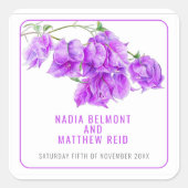 Sticker Carré Bougainvillea couleur violet de l'aquarelle faveur (Devant)