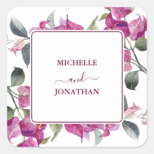 Sticker Carré Bougainvilliers méditerranéens Mariage Enveloppe P