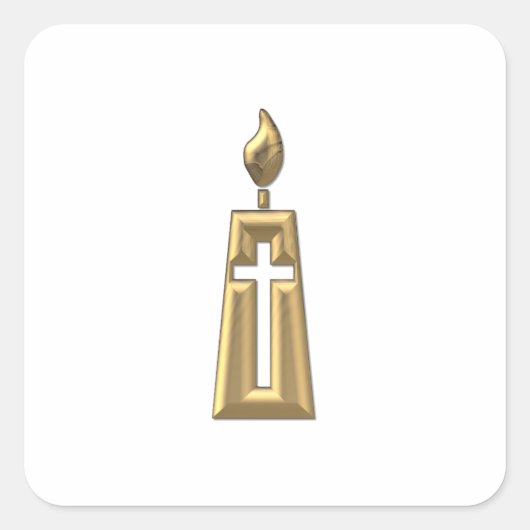 Sticker Carré Bougie "à trois dimensions" d'or (Devant)