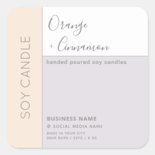 Sticker Carré Bougie au soja avec typographie simple et élégante