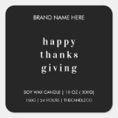 Sticker Carré Bougie bon thanksgiving | Minimaliste (Devant)