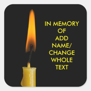 Sticker Carré Bougie Brûlante Et Votre Texte Ver. 2
