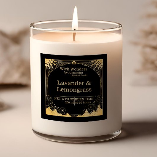 Sticker Carré Bougie céleste noire et or