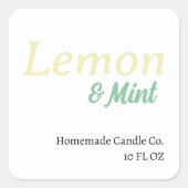 Sticker Carré Bougie Citron & Menthe Simple Moderne (Devant)
