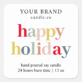 Sticker Carré Bougie colorée "Joyeux Fêtes" (Devant)