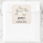 Sticker Carré Bougie d'aquarelle Citrouille blanche et or (Sac)