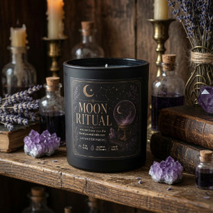 Sticker Carré Bougie de Halloween Rituel de Lune de Luxe Céleste