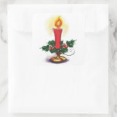 Sticker Carré Bougie De Noël Vintage À Holly (Sac)