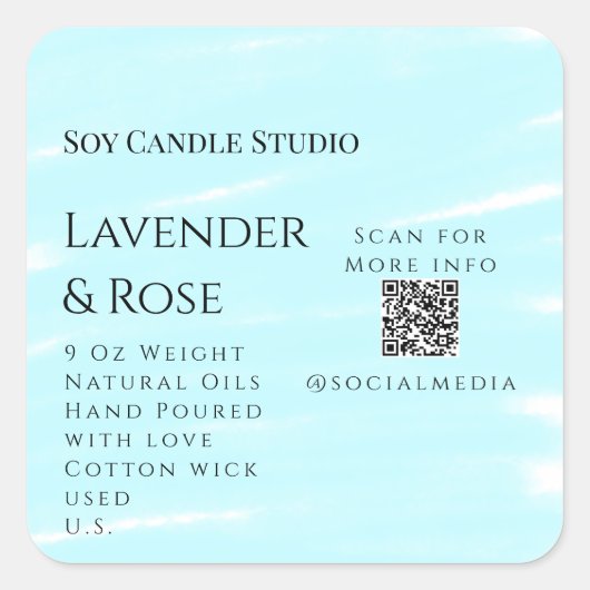 Sticker Carré Bougie de soja rose Lavender entreprise ajouter q  (Devant)