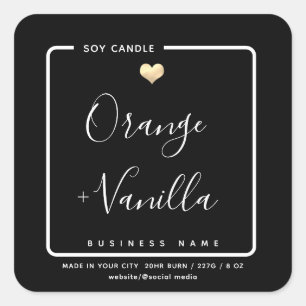 Sticker Carré Bougie de typographie de coeur en or de luxe