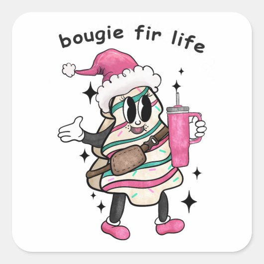 Sticker Carré Bougie Fir Life, Boujee Christmas Tree, Cadeau de  (Devant)