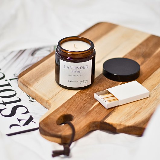 Sticker Carré Bougie Lavande Moderne Simple