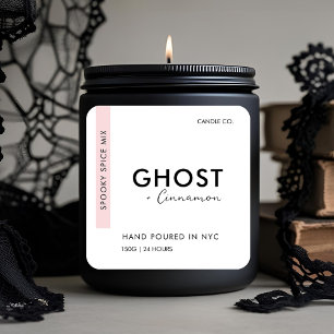 Sticker Carré Bougie minimaliste d'Halloween Fantôme + cannell