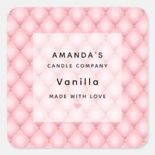 Sticker Carré Bougie Motif de luxe rose Tufé Diamond