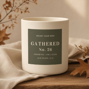 Sticker Carré Bougie personnalisée automne vert olive Gathered N