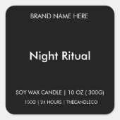 Sticker Carré Bougie Rituelle De Nuit | Noir et blanc minimalist (Devant)