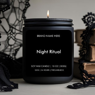 Sticker Carré Bougie Rituelle De Nuit Noir et blanc minimalist
