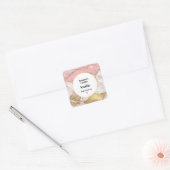 Sticker Carré Bougie Rose de luxe en marbre rose or (Enveloppe)