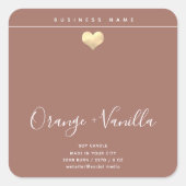 Sticker Carré Bougie typographie de cœur en or de luxe moderne  (Devant)