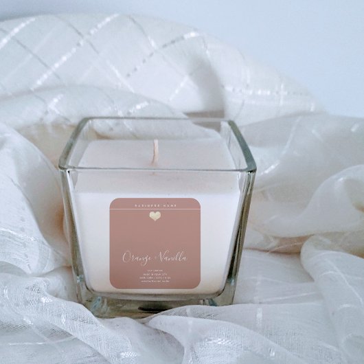 Sticker Carré Bougie typographie de cœur en or de luxe moderne 