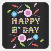 Sticker Carré Bougies de voeux d'anniversaire (Devant)