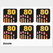 Sticker Carré Bougies d'or 80e anniversaire (Feuille)