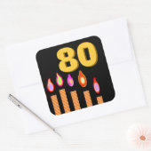 Sticker Carré Bougies d'or 80e anniversaire (Enveloppe)