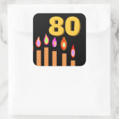 Sticker Carré Bougies d'or 80e anniversaire (Sac)