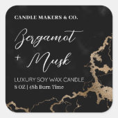 Sticker Carré Bougies en marbre noir et or (Devant)