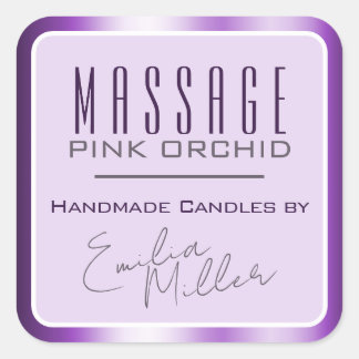Sticker Carré Bougies en texte de signature de luxe violet Plum