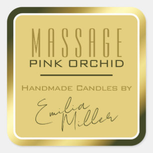 Sticker Carré Bougies texte de signature Gold Ombre