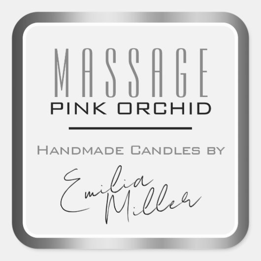 Sticker Carré Bougies texte signature en acier gris foncé de lux (Devant)