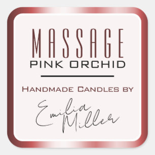 Sticker Carré Bougies textuelles Signature ombrée Rouge Bourgogn