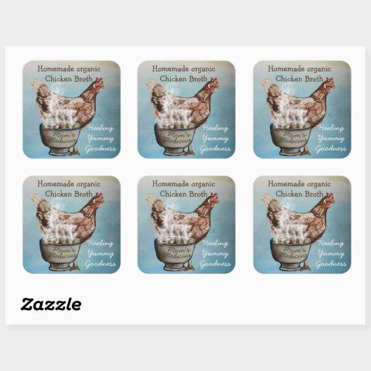 Sticker Carré bouillon de poulet fait maison (Feuille)