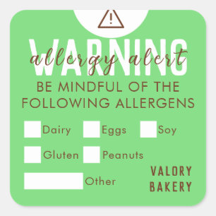 Sticker Carré Boulangerie Alimentation Allergie Alerte Sécurité
