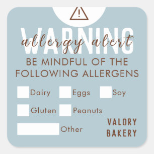 Sticker Carré Boulangerie Alimentation Allergie Alerte Sécurité