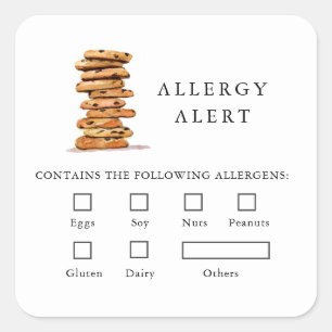 Sticker Carré Boulangerie Cookie Sécurité alimentaire Alerte d'a