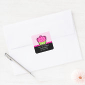 Sticker Carré Boulangerie Cute Cupcake Coffret Rose Seaux (Enveloppe)