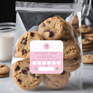 Sticker Carré Boulangerie de gâteaux Alerte aux allergies Ingréd