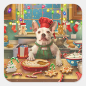 Sticker Carré Boulangerie de Noël Bull Terrier (Devant)