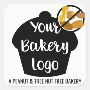 Sticker Carré Boulangerie sans noix d'arachide Logo sur mesure