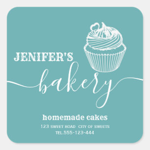 Sticker Carré Boulangerie simple et moderne cupcakes et sucrerie