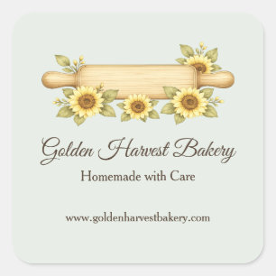 Sticker Carré Boulangerie Tournesol Rustique Cottage Personnal