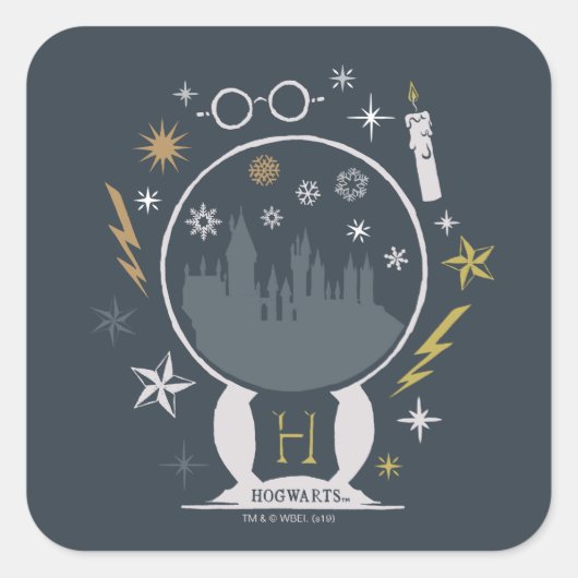Sticker Carré Boule à neige graphique HOGWARTS™ (Devant)