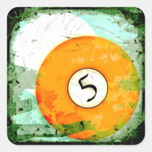STICKER CARRÉ BOULE DE BILLARDS NUMÉRO 5