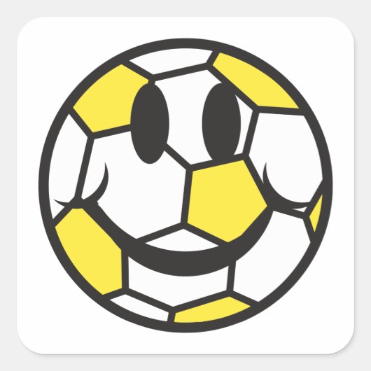 Sticker Carré boule de football jaune visage souriant (Devant)
