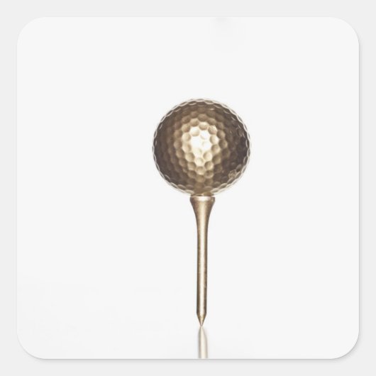 Sticker Carré Boule de golf Gold et tee (Devant)