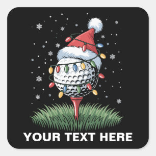 Sticker Carré Boule de golf personnalisée Chapeau de Père Noël A