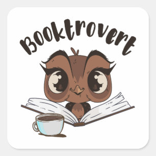 Sticker Carré Boule de livres avec livre et café